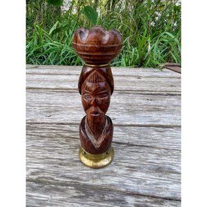 Vintage 1960s Carved Wood Lady Bust Bottle opener/muddler
